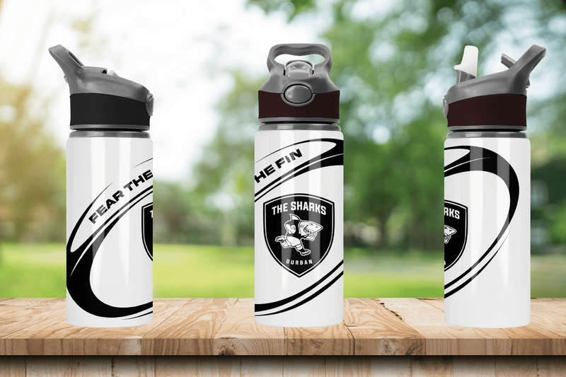 The SHARKS Rugby Flip Top Spout Sports Water Bottle