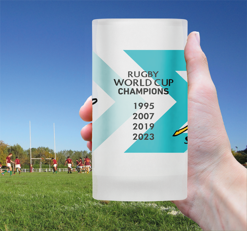 SPRINGBOKS Rugby Frosted Glass Beer Mug - RWC WHITE Jersey