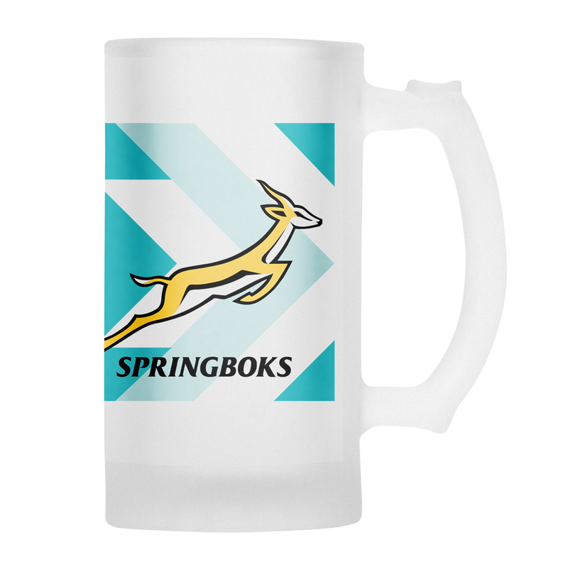 SPRINGBOKS Rugby Frosted Glass Beer Mug - RWC WHITE Jersey
