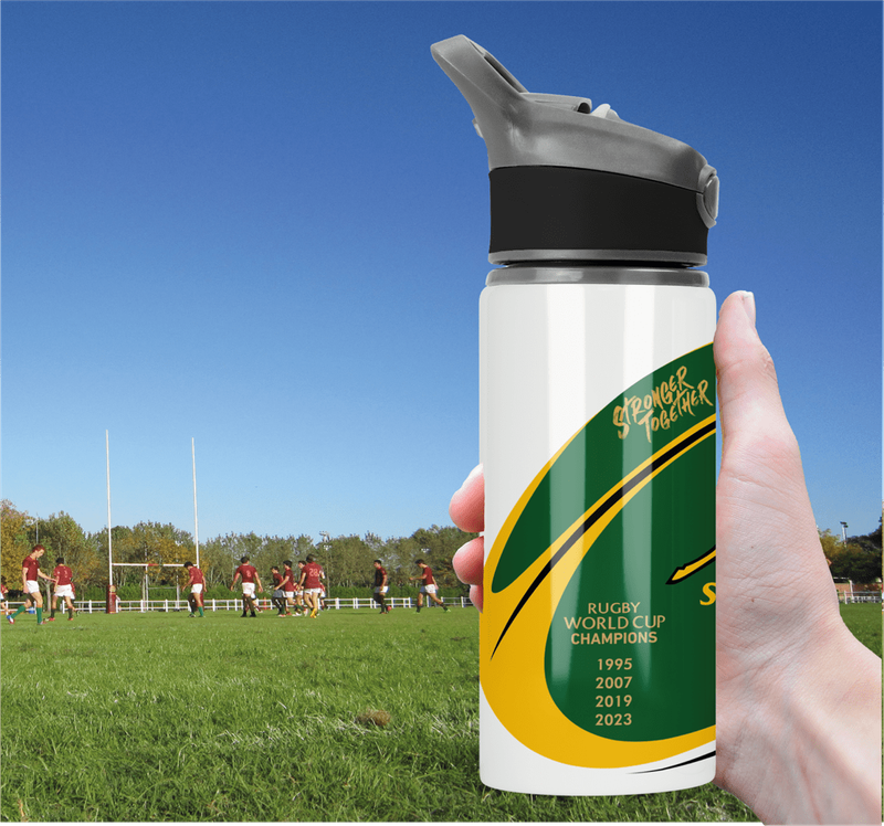 SPRINGBOKS Rugby RWC CHAMPIONS Flip Top Spout Sports Water Bottle