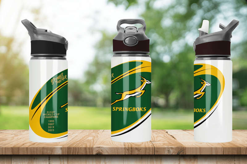 SPRINGBOKS Rugby RWC CHAMPIONS Flip Top Spout Sports Water Bottle