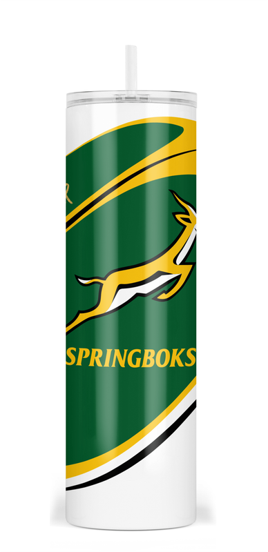 SPRINGBOKS Rugby RWC CHAMPIONS Skinny Tumbler / Travel Mug 20 ozs