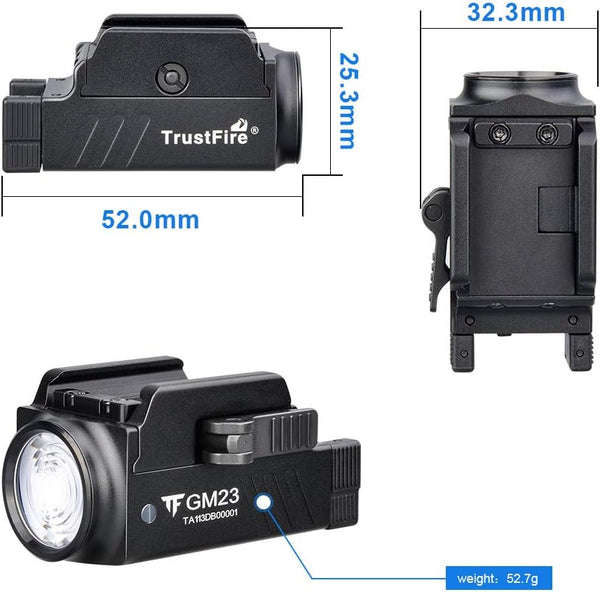 TrustFire GM23 Tactical Weapon Light  800 Lumen Rail-Mounted Flashlight