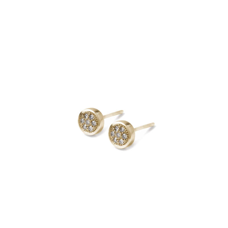 Halo Diamond Studs - Yellow-gold