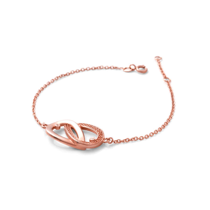 Double Teardrop Diamond Bracelet Rose Gold Sterling Silver
