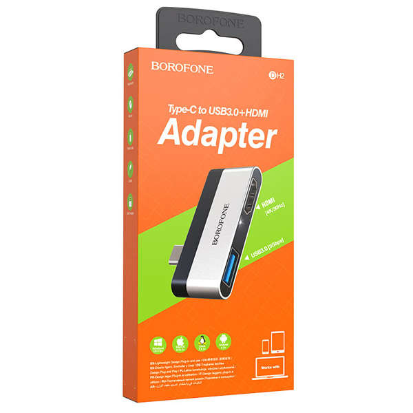 Borofone DH2 Adapter Type-C to HDMI + USB3.0