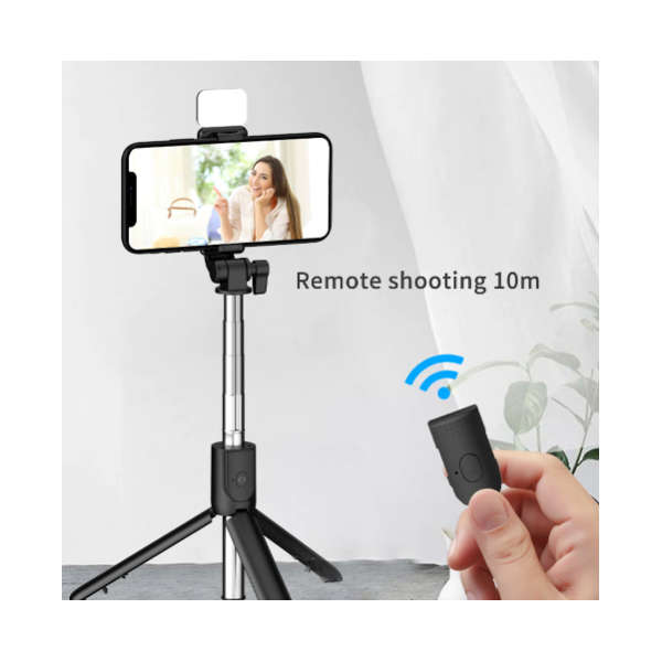 Tripod Selfie Stick with Fill Light - Black