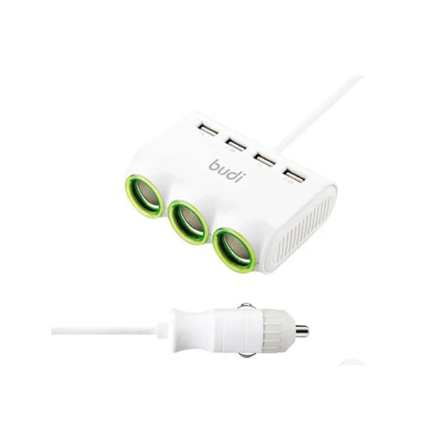 Budi 3 Port Cigarette Lighter Cellphone Charger