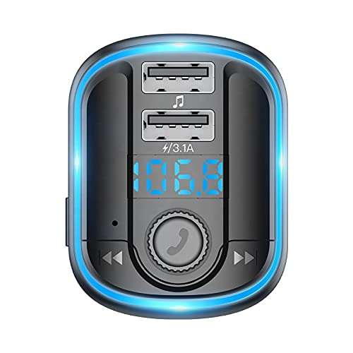 Yesido Bluetooth V5.0 FM Transmitter 2*USB Car Charger Music Play Y44