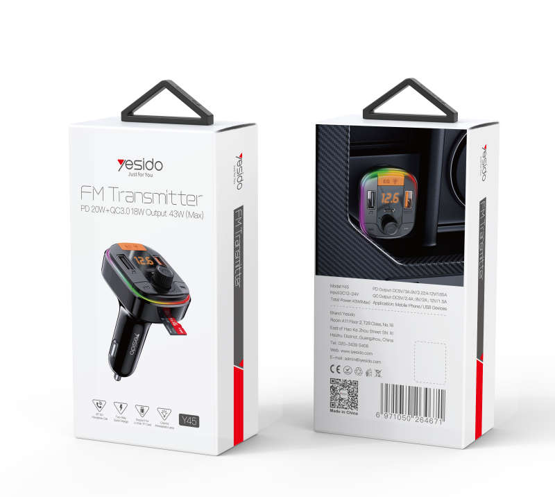 Yesido Y39 FM Bluetooth Handsfree Transmitter Music Player Car Charger (Copy)