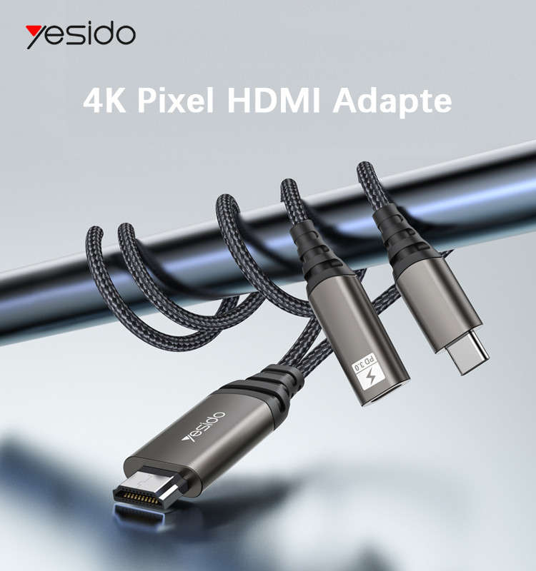 Yesido HM07 2 Meters 4K 60HZ Type-C To HDMI Video Cable & PD Fast Charging Audio Cable
