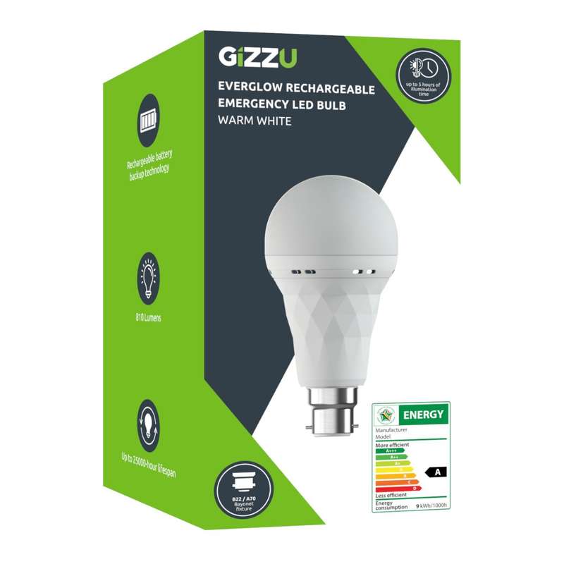 Gizzu Everglow Rechargeable Warm White Emergency LED Bulb - Bayonett
