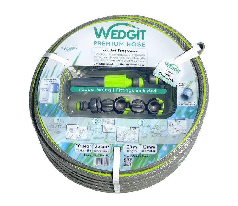 Wedgit Premium Garden Hose 12mm (1/2") 20m 35bar with Connector Starter Set