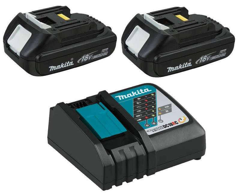 Makita BL1815 Batteries (x2) and Compact Fast Battery Charger Combo Set