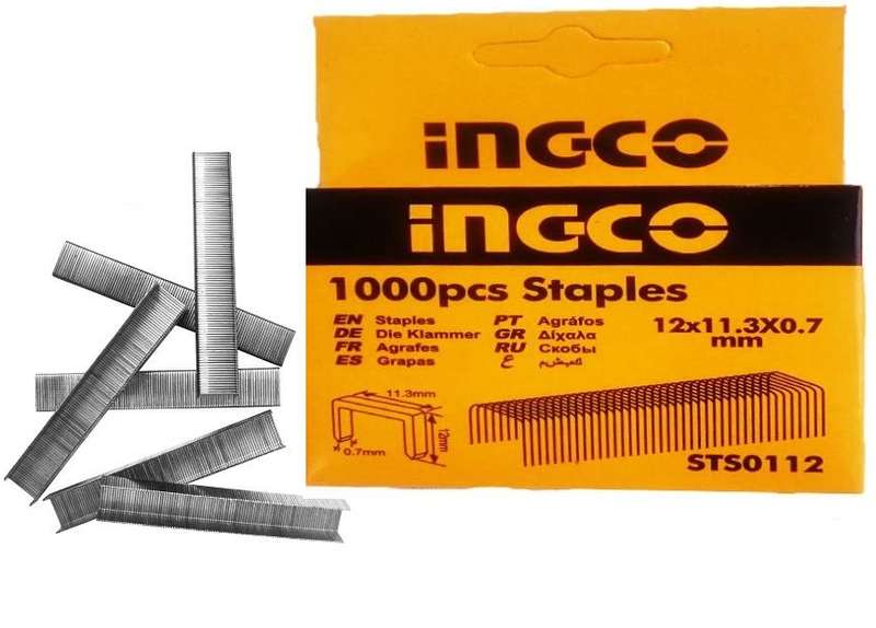 INGCO - Staples - 12mm (width: 0.7mm) -1000 Pieces