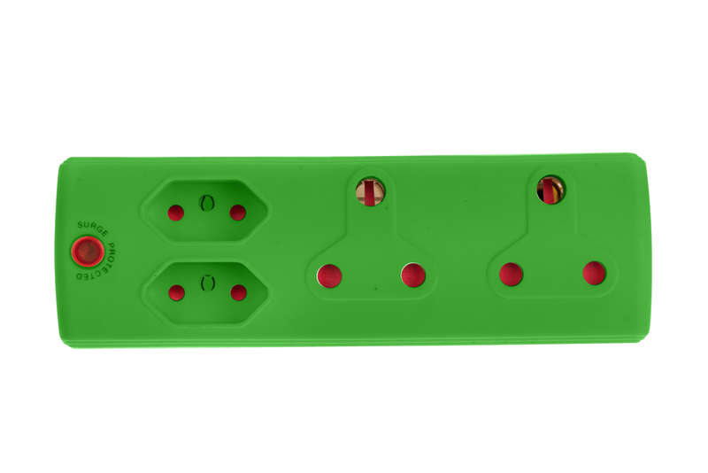Electricmate 2X16AMP+2x5 3 Pin Adaptor - Green