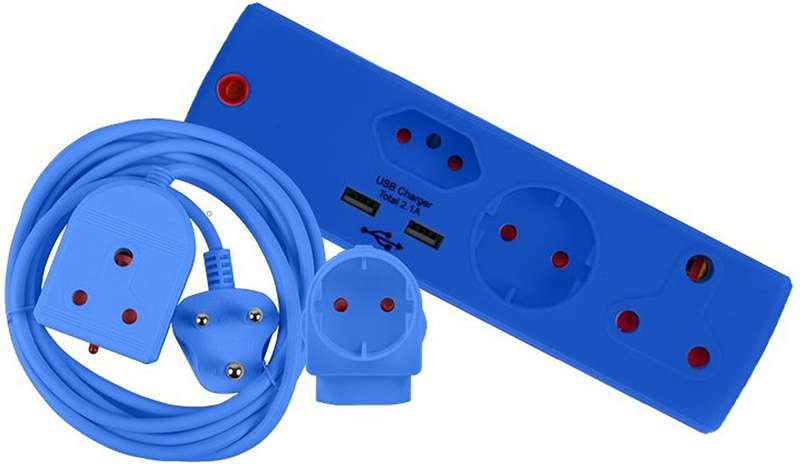 Electricmate - Schuko &amp; Euromate / Colour Combo Pack - (Blue)