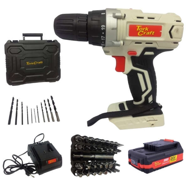 Tork Craft - Cordless Drill , 2.0Ah , Charger, Drill Bits &amp; Carry Case