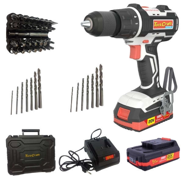Tork Craft- Brushless Impact Drill , 2 x 2.0Ah , Charger, Drill Bits &amp; Case