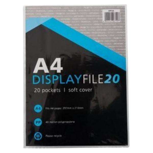 Source Direct - A4 Display File Soft Cover - 20 Pockets