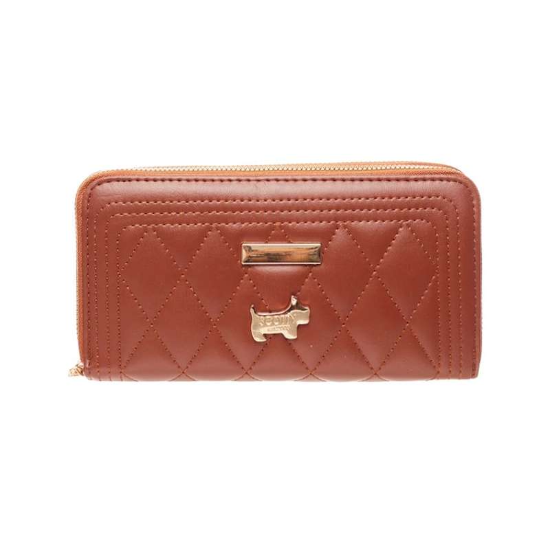 The Isabella - Quilted Double Zipper Mobile Phone Purse (Tan)