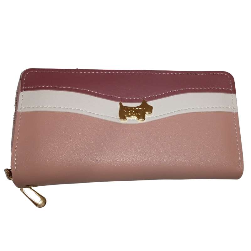 Scotty Bags - The Roberto - Double Zipper Purse - Mink White and Pink