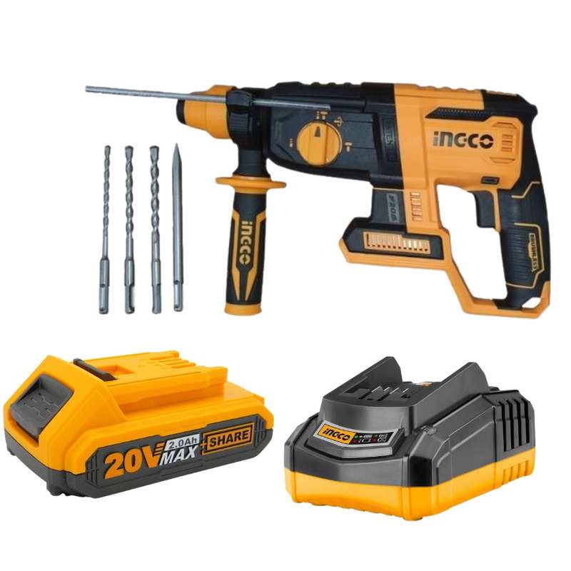 Ingco - Cordless Rotary Hammer Drill with Charger + Battery Pack - (2.0AH)
