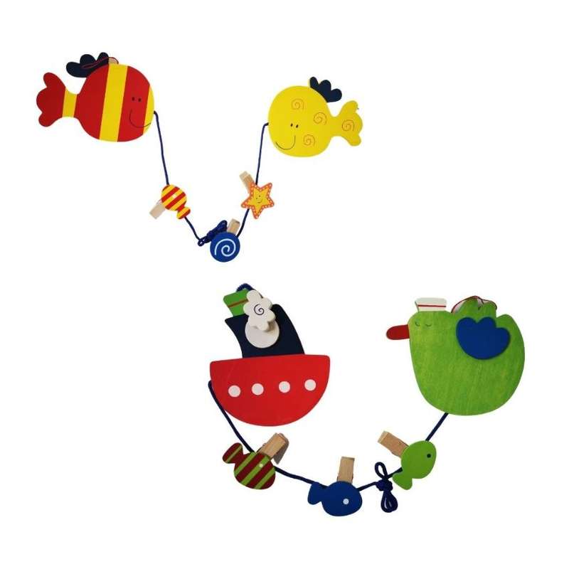 SourceDirect - Colourful Wooden Memo Clips - Fish, Seagull and Ship - Boat
