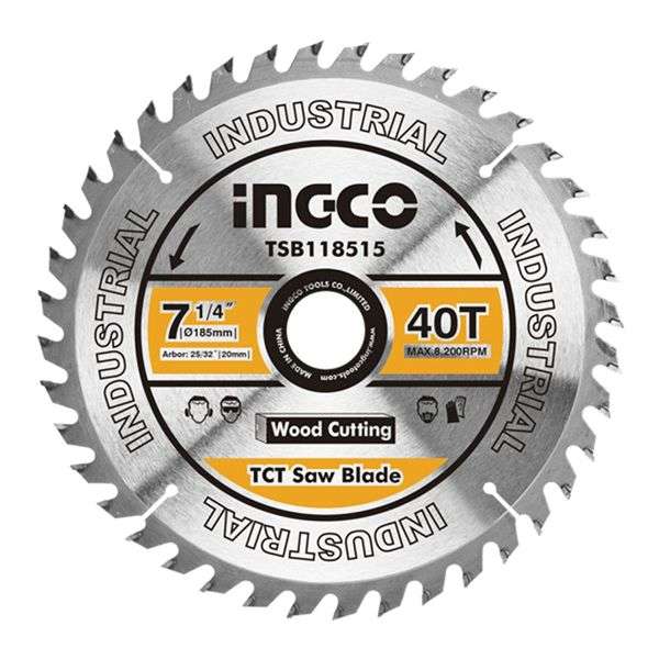 Ingco - TCT Saw Blade 40T - Wood (185mm) - 1 x Blade