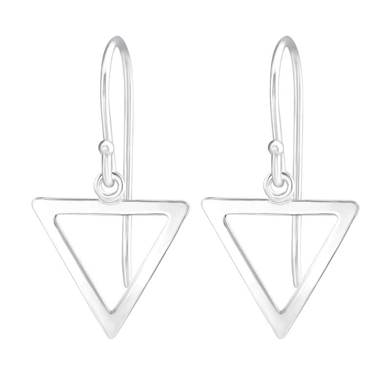 A02531-SS    Sterling silver open triangle hook ear ring