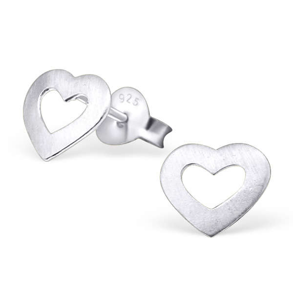 BB0002-SS Sterling Silver Open Heart Ear Rings