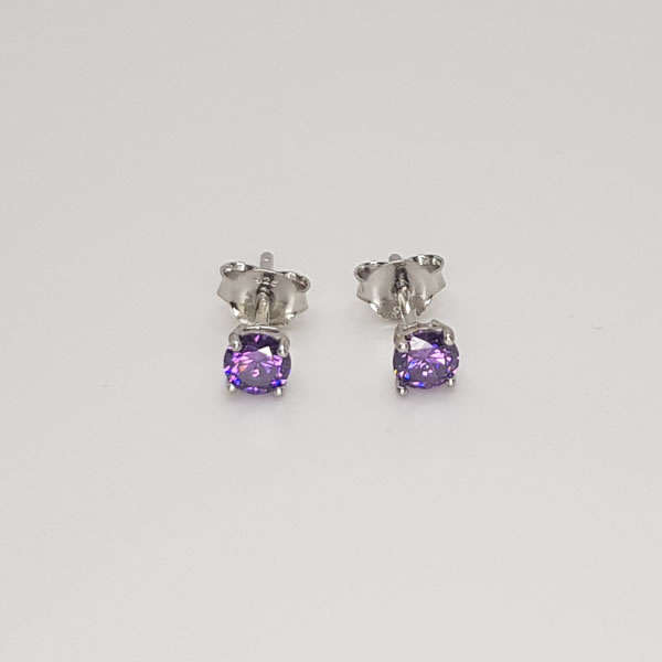 Sterling Silver Amethyst purple 4mm stud earrings