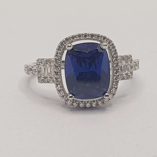 Ring Oval Blue Cubic Stone R08