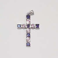 Cross Square Round Purple stones  CR06