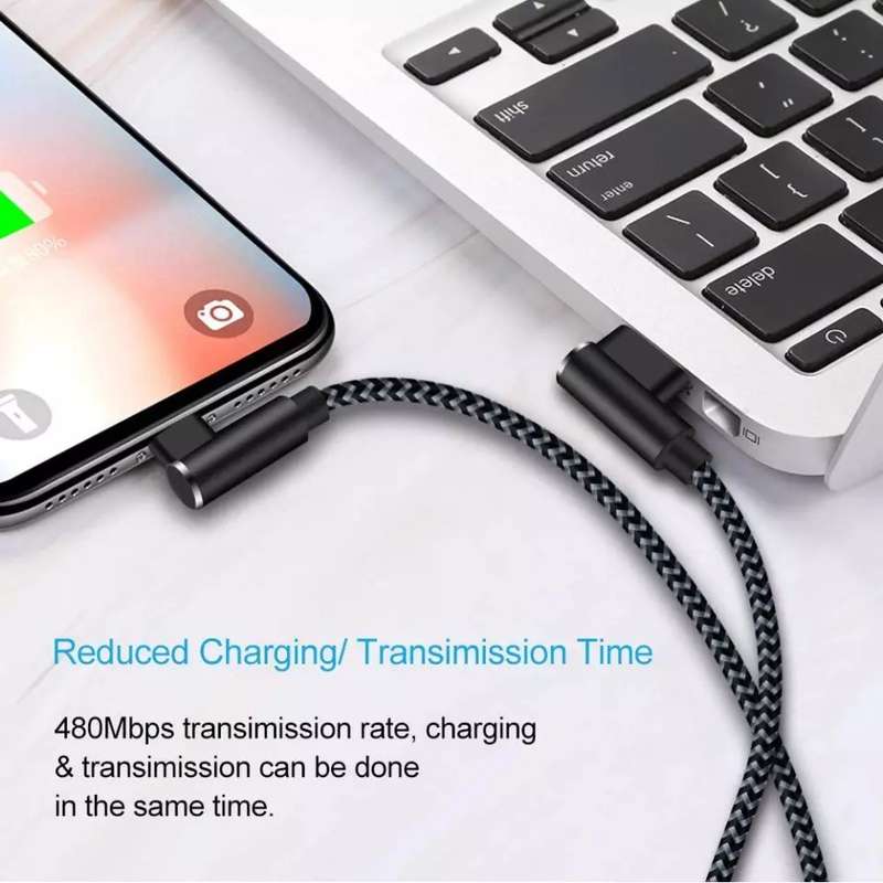 USB CABLE FOR IPHONE TWO SIDED 90 DEGREE