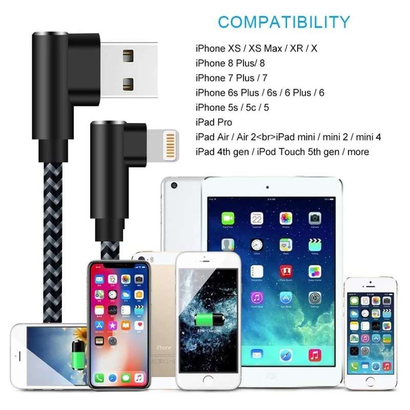 USB CABLE FOR IPHONE TWO SIDED 90 DEGREE