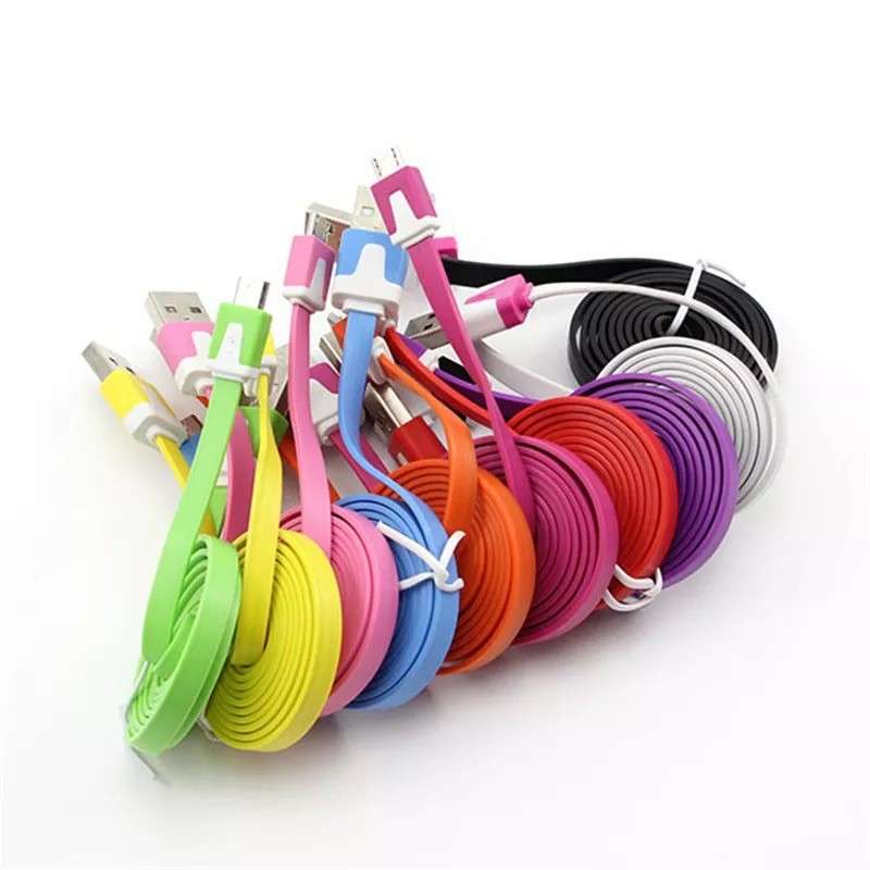 Data Cable Mobile Phones 1M Flat Android Usb Fast Charging PACK OF 2