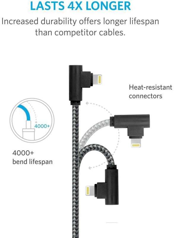 USB CABLE FOR IPHONE TWO SIDED 90 DEGREE