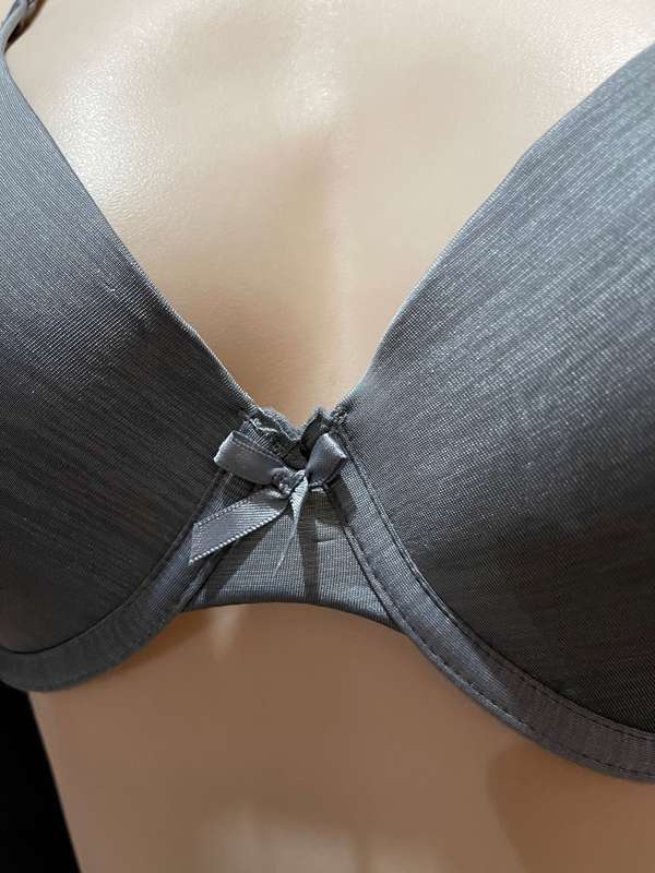 Senza Secret Treasures padded underwire pushup satin feel - Dark Grey with bow