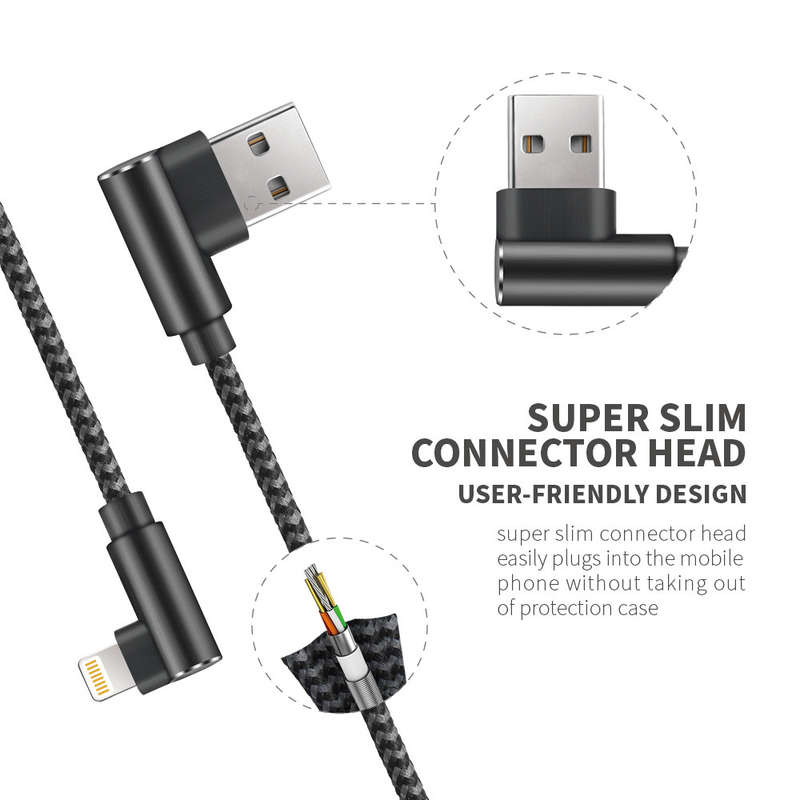 USB CABLE FOR IPHONE TWO SIDED 90 DEGREE