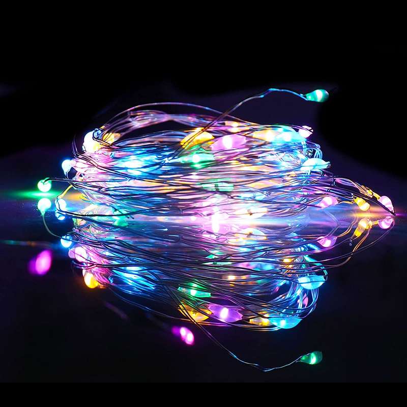 Led String Lights Battery Operated 50 light 5m Multi Coloured - Indoor