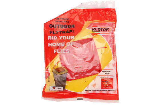 Fly Trap, Disposable Fly Control, RED TOP with bait