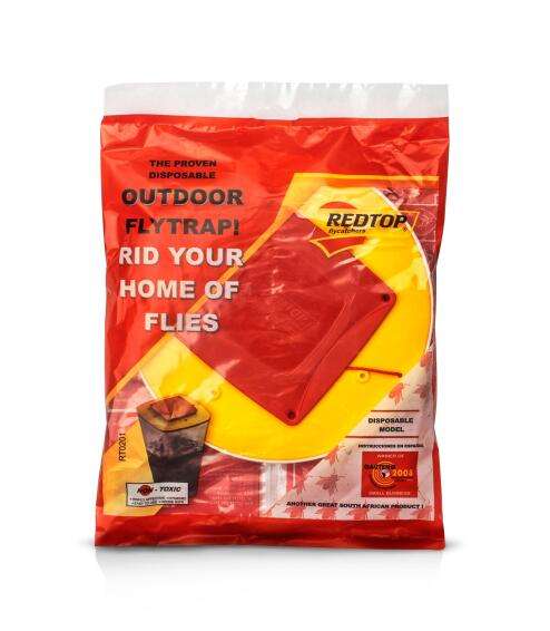 Fly Trap, Disposable Fly Control, RED TOP with bait