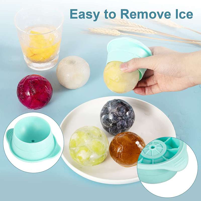 SET OF 2XRound Ice Cube Mold, 60mm Large Ice Balls Maker with Lid Silicone