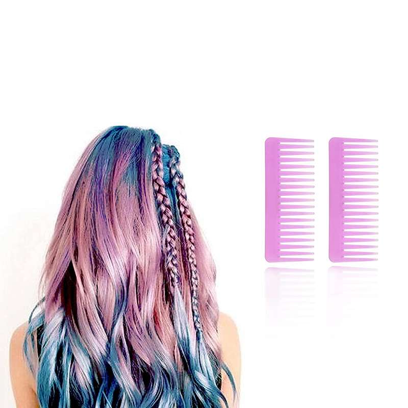 Wide Tooth Comb for Curly Hair Wet Dry Hair,( purple,2 Pieces