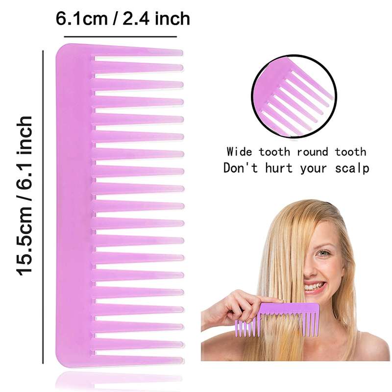 Wide Tooth Comb for Curly Hair Wet Dry Hair,( purple,2 Pieces