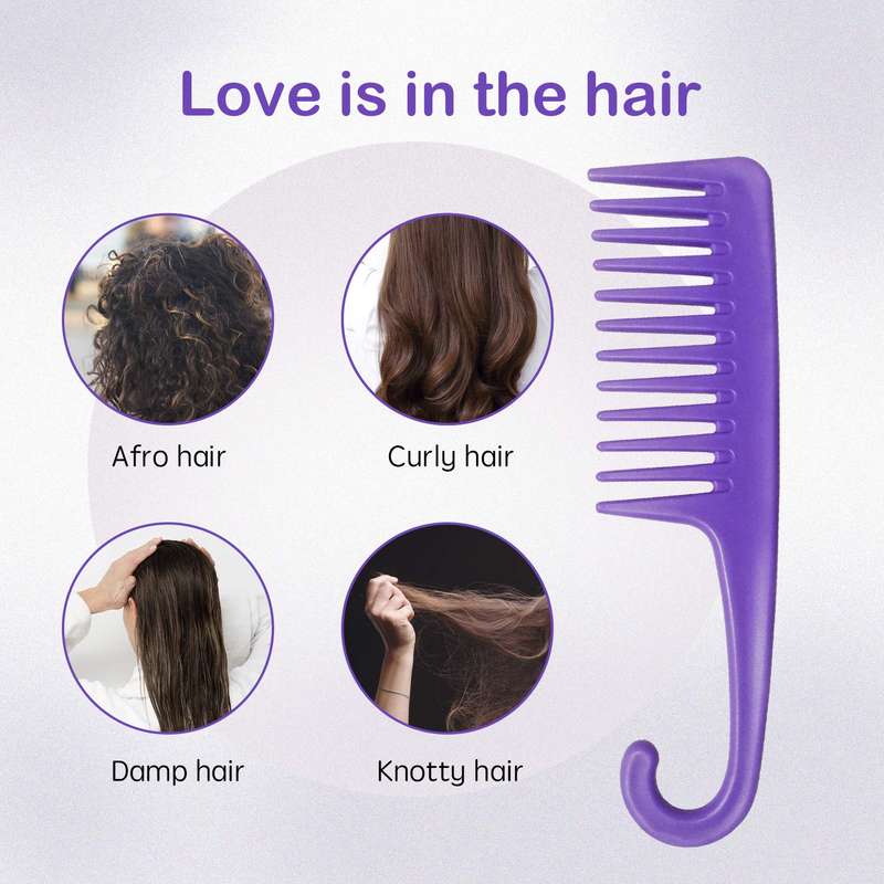 Wide Tooth Comb Detangling Hair Brush, Premium Care Handgrip Comb-PACK OF 2