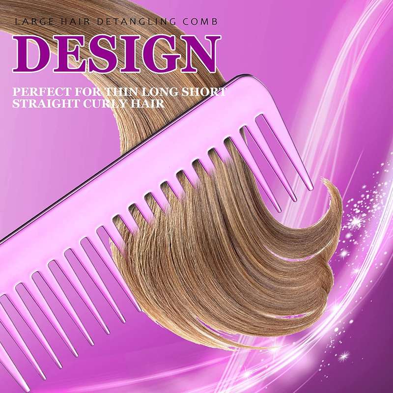 Wide Tooth Comb for Curly Hair Wet Dry Hair,( purple,2 Pieces