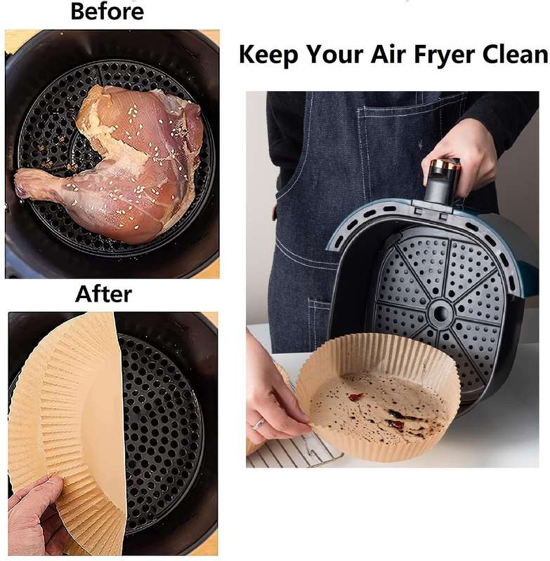 Box Of 100 Air Fryer Large Disposable Paper Liner 200mm