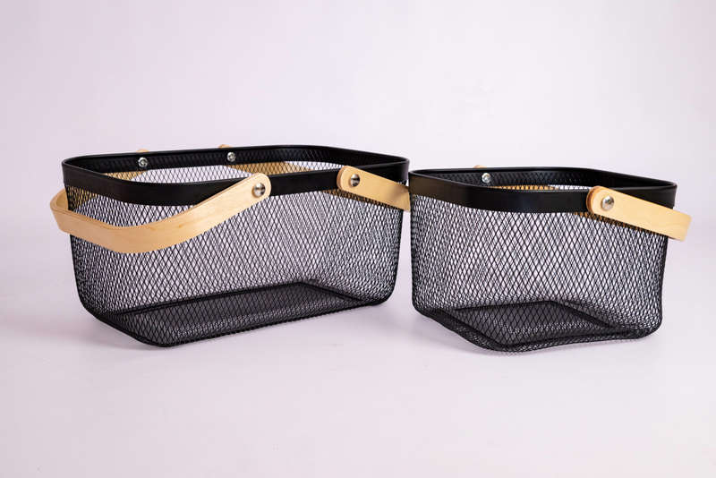 Senza Wire Storage Basket With Wooden Handles